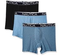 Nautica Herren 3-Pack Classic Cotton Stretch Boxer Briefs Retroshorts, Schwarz/Aero Blue/Anchor Printaero Blue, Large (3er Pack)