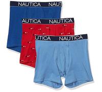 Nautica Herren 3er-Pack Klassische Boxershorts aus Baumwoll-Stretch Retroshorts, Monaco Blue/Riviera Blue/Sails Red, X-Large