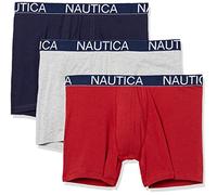Nautica Herren 3er-Pack Klassische Boxershorts aus Baumwoll-Stretch Retroshorts, Peacoat/Heather Grey Red, X-Large