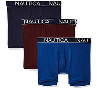 Nautica Herren 3er-Pack Klassische Boxershorts aus Baumwoll-Stretch Retroshorts, Peacoat/Monaco Blue/Tawny Port, Small