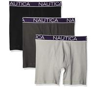 Nautica Herren 3-Pack Classic Underwear Cotton Stretch Boxer Brief Retroshorts, Schwarz/Anthrazit/Legierung, X-Large
