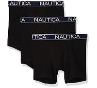 Nautica Herren 3er-Pack Klassische Boxershorts aus Baumwoll-Stretch Retroshorts, Schwarz, Large