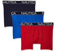 Nautica Herren 3er-Pack Klassische Unterwäsche, Baumwoll-Stretch-Boxershorts Retroshorts, Sea Cobalt/Peacoat/Sail PrintNautica Red, Medium