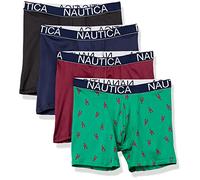 Nautica Herren 4 Pack Micro Boxer Briefs Retroshorts, Schwarz/Peacoat/Tawny Port/Lobster Print, Medium