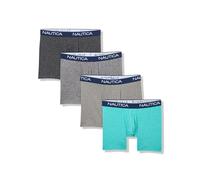 Nautica Herren 4 Pack Stretch Boxer Brief Retroshorts, Schwarz/Anthrazit/Heather Grey/Atlantis Heather, XL