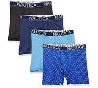 Nautica Herren 4 Pack Micro Boxer Briefs Retroshorts, Schwarz/Peacoat/Aero-Blau/Ankerdruck, Small