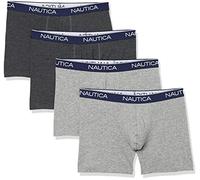 Nautica Herren 4er-Pack Stretch Boxershorts Retroshorts, 2 x Charcoal Heather/2 x Light Grey Heather, Medium