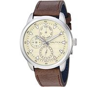 Nautica Herren analog Japanisches Quarzwerk Uhr mit Leder Armband NAPFRL001