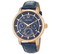 Nautica Herren Analog Quarz Uhr mit Leder Armband NAD15523G