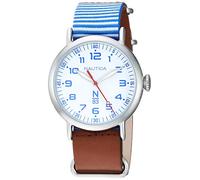 Nautica Herren-Armbanduhr 40mm Armband Leder Gehäuse Messing Quarz NAPWLS904