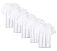 Nautica Herren Baumwoll V-Ausschnitt T-Shirt, Weiß, 5er-Pack, Mittel