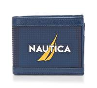 Nautica Herren Bifold Wallet aus Gummi und Leder mit Logo Geldbörse, Navy, Einheitsgröße