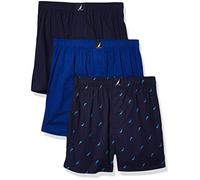Nautica Herren gewebter Baumwolle, 3er-Pack Boxershorts, Peacoat/Surf The Web/Sails, M