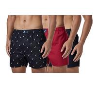 Nautica Herren Cotton Woven 3-Pack Boxers Boxershorts, Schwarz Red/Segel Schwarz, X-Large