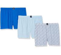 Nautica Herren-Boxershorts, Baumwolle, gewebt, blau/blau/Hai (Noon Blue/Spinner Blue/Shark Print Peacoat), Größe L, 3er-Pack