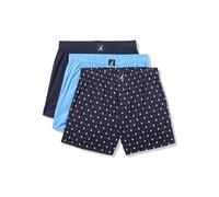 Nautica Herren Gewebter Baumwolle, 3er-Pack Boxershorts, Peacoat/Aero Blue/Anchor, S