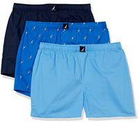 Nautica Herren-Boxershorts, Baumwolle, gewebt, dunkelblau/blau/Segel (Peacoat/Aero Blue/Sails Outline), Größe XL, 3er-Pack