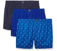 Nautica Herren Cotton Woven 3-Pack Boxers Boxershorts, Peacoat/Ocean Lapis/Sails Sea Cobalt, Large