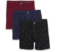 Nautica Herren-Boxershorts, Baumwolle, gewebt, dunkelblau/gelbbraun/Anker (Peacoat/Tawny Port/2 Way Anchor-Black Holiday), 3er-Pack