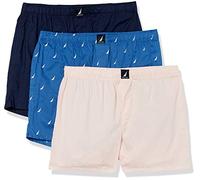 Nautica Herren-Boxershorts, Baumwolle, gewebt, dunkelblau/rosa/blau (Peacoat/Oasis Pink/Sails Bolt Blue), Größe S, 3er-Pack