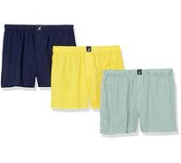 Nautica Herren-Boxershorts, Baumwolle, gewebt, gelb/dunkelblau/kariert (Mari Gold/Peacoat/Check Ocean Greenery), Größe L, 3er-Pack