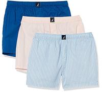 Nautica Herren Gewebter Baumwolle, 3er-Pack Boxershorts, Oasis Lapislazuli/Pin Stripe Silver Lake Pink/Ocean, M
