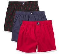 Nautica Herren Cotton Woven 3-Pack Boxers Boxershorts, Rot/Peacoat/Lobster-Schwarz, X-Large