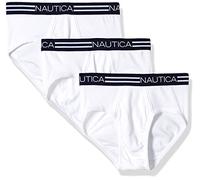 Nautica Herren Classic Cotton 3-Pack Fly Front Briefs Slip, Weiß/Weiß/Weiß, Medium (3er Pack)