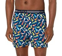 Nautica Herren Klassische Shorts aus Baumwolle mit Lockerem Strick Boxershorts, Große Wimpel, Blau, Small
