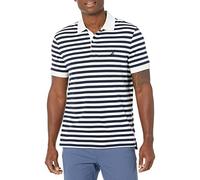Nautica Herren Classic Fit 100% Cotton Soft Short Sleeve Stripe Polo Shirt Polohemd, Bright White, Mittel
