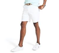 Nautica Herren Classic Fit Flat Front Stretch Solid Chino Deck Legere Shorts, Weiß(bright white), 42W