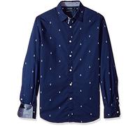 Nautica Herren Classic Fit Long Sleeve Print Pattern Shirt Button Down Hemd, J Navy, X-Groß