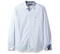 Nautica Herren Classic Fit Long Sleeve Print Pattern Shirt Hemd mit Button-Down-Kragen, Dunkel Wasserfarben, Mittel
