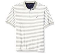Nautica Herren Classic Fit Short Sleeve 100% Cotton Stripe Soft Polo Shirt Poloshirt, Grey Heather, 2X Groß
