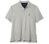Nautica Herren Classic Fit Short Sleeve Solid Soft Cotton Polo Shirt Polohemd, Grey Heather, Groß