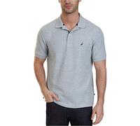 Nautica Herren Classic Fit Short Sleeve Solid Soft Cotton Polo Shirt Polohemd, Grey Heather, Groß