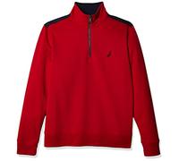 Nautica Herren Fleece-Pullover mit 1/4-Reißverschluss Sweatshirt, Nautisches Rot, X-Large
