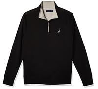 Nautica Herren Fleece-Pullover mit 1/4-Reißverschluss Sweatshirt, True Black, Medium
