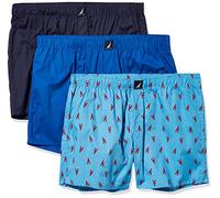 Nautica Herren Baumwolle, gewebt, 3 Stück Boxershorts, Sea Cobalt/Peacoy/Lobsteraero Blue, X-Large