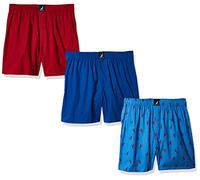 Nautica Herren Gewebter Baumwolle, 3er-Pack Boxershorts, Sea Cobalt Red/Lobster Aero Blue, Large