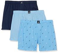 Nautica Herren Klassische Baumwoll, Gewebt, 3 Stück Boxershorts, Peacoat/Anchor Print Aero/Multi Sails Aero, Small (3er Pack)
