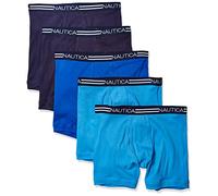 Nautica Herren Klassische Boxershorts aus Baumwolle, Multipack Retroshorts, Peacoat/Aero Blue/Sea Cobalt, 5 Stück, M (5er Pack)