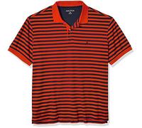 Nautica Herren Klassische Passform, kurzärmelig, 100% Baumwolle, gestreift, weiches Poloshirt Polohemd, Orange Poppy, 2X