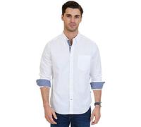 Nautica Herren Klassische Passform, Stretch, einfarbig, Lange Ärmel, Hemd mit Button-Down-Kragen, Marshmallow, L