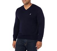 Nautica Herren Klassischer Schnitt, Weicher, Leichter Jersey V-Ausschnitt Pullover, Navy, Small
