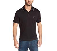 Nautica Herren Klassisches Poloshirt mit kurzen Ärmeln, Doppelspitzenkragen Polohemd, True Black, Klein