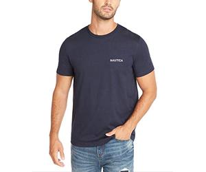 Nautica Herren Kurzärmliges Rundhalsausschnitt T-Shirt, Marineblau, L