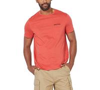 Nautica Herren Kurzärmliges Rundhalsausschnitt T-Shirt, Sunbaked Red Solid, Mittel