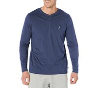 Nautica Herren Langärmeliges Henley-Pyjama-top Pyjamaunterteile, Indigo, Groß