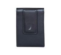 Nautica Herren Pop Color Leder Fronttasche Geldbörse, schwarz/grau, Einheitsgröße